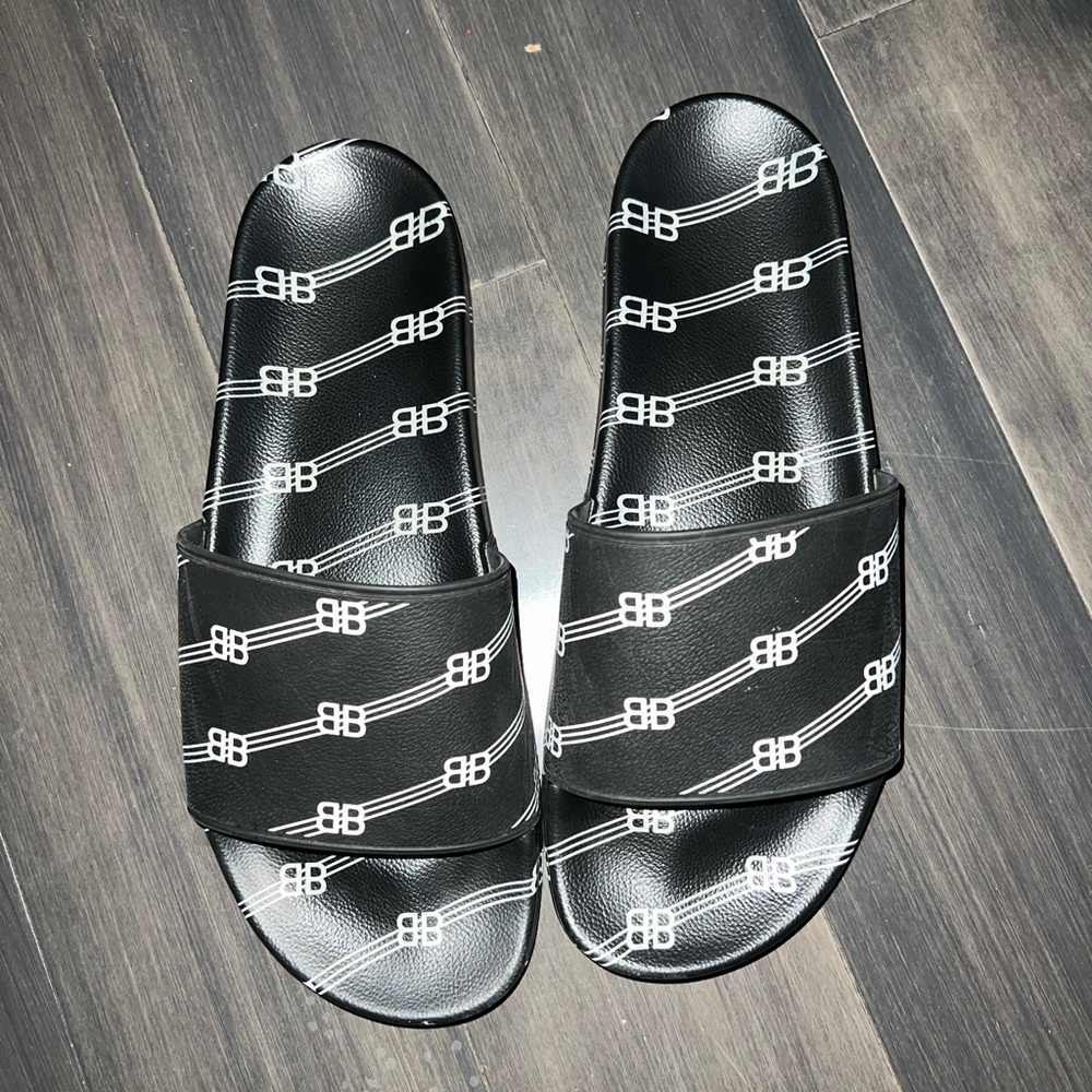Balenciaga Runway Pool BB Logo Slides Sz 12 (Very Limited Edition)